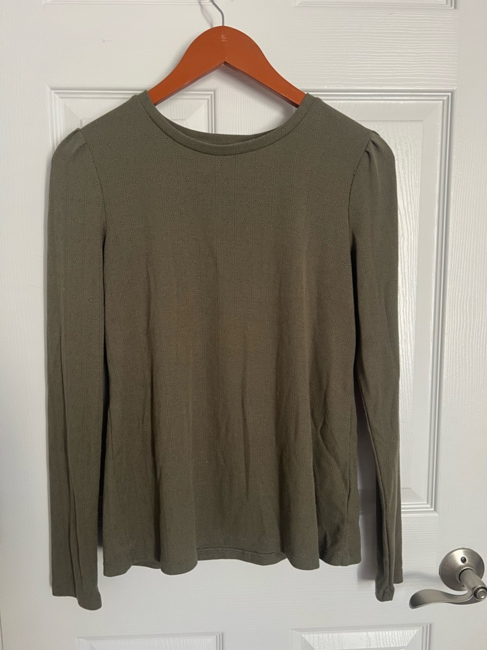Well Worn Olive Green Long Sleeve Top